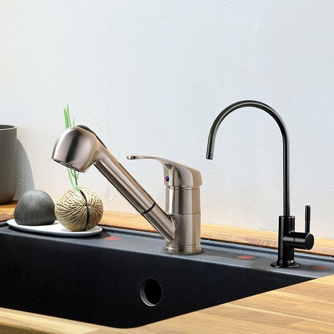 iSpring GA1-ORB Lead-Free Reverse Osmosis, Countertop Bar Sink RO Drinking Water Faucet, Contemporary Style, High Spout, Oil Rubbed Black - 1/4"