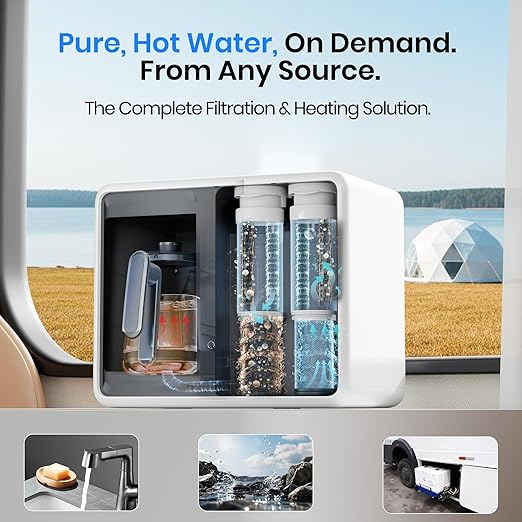 Reverse Osmosis Countertop Water Filter With UV,5 Stage,Portable RO System Water Filtration, 9 Temp Options Instant Hot Water Purifier for Family Camping,RV,Babycare&Apartment,Installation-Free