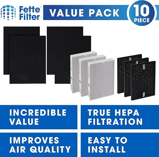 Fette Filter - Air Purifier Replacement True HEPA Filter Kit Compatible with Honeywell InSight Air Purifiers Model HPA5300B HPA5350 & PowerPlus HPA3300 HRF-R3, HRFSC1 Filter S HRF-A300