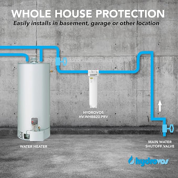 HYDROVOS 20-Inch Heavy Duty Water Filter Housing, NSF Certified, 1” NPTF Port, Pressure Relief Button, Use for 20" x 4.5" Whole House Water Filtration System to Reduce Sediment, Filter Not Included