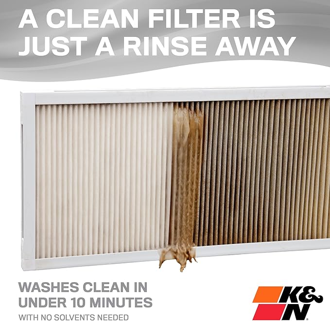 K&N 14X14X1 HVAC Furnace Air Filter, Lasts a Lifetime, Washable, Merv 8, the Last HVAC Filter You Will Ever Buy, Breathe Safely at Home or in the Office, HVC-8-11414