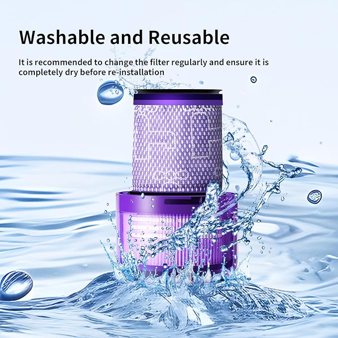 3 Pack Filter Replacement for Dyson V12 Detect Slim, V12 Slim Absolute, V12 Slim Motorhead,V12 Detect Slim Fluffy,3 Filters and 1 Clean Brush,Compare to Part 971517-01