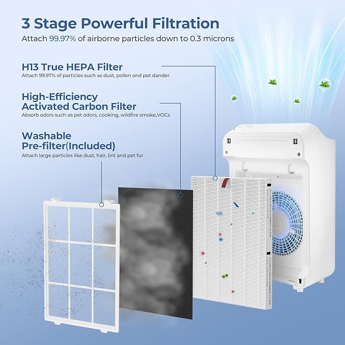 2 Pack C545 Replacement Filter S Compatible with Winix C545 Air Purifi-er, Parts 1712-0096-00 and 2522-0058-00, 2 True HEPA Filter S and 4 Activated Carbon Filter with 1 Washable Pre-Filter
