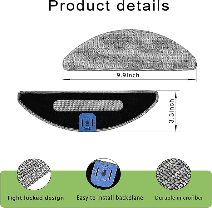 Vacuum Replacement Parts for iRobot Roomba Combo i3, i3+, i5, i5+, i8, i8+, j5, j5+ models, 1 set Rubber Roller, 3 Reusable Mopping Pads, 3 HEPA Filters and 3 Edge-Sweeping Brushes
