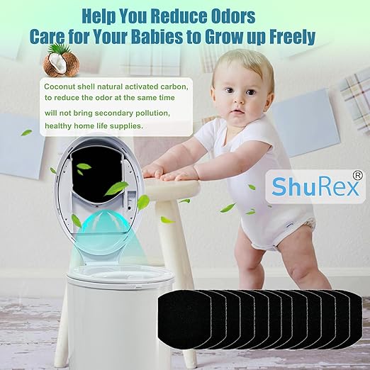 12 Pack Baby Diaper Pail Deodorizer for Ubbi Diaper Pail, Activated Charcoal Odor Absorbing Filters Compatible with Ubbi Steel Diaper Pail, Odor Eliminating, NO Smell