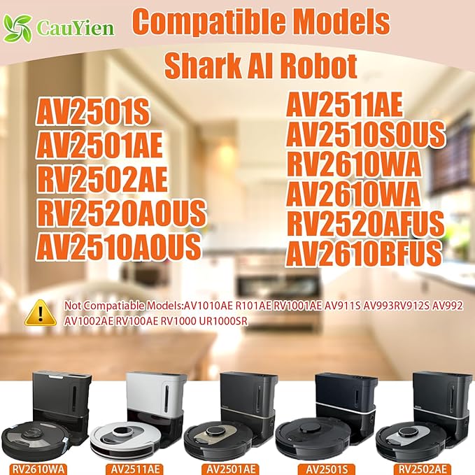 Replacement Parts for Shark AI AV2511AE AV2501S AV2610WA AV2501AE RV2502AE RV2610WA AV2510AOUS AV2510SOUS RV2610WD 2-In-1 AI Ultra Robot Vacuum Cleaner,Main Brush, HEPA Filter, Foam Filter,Side Brush