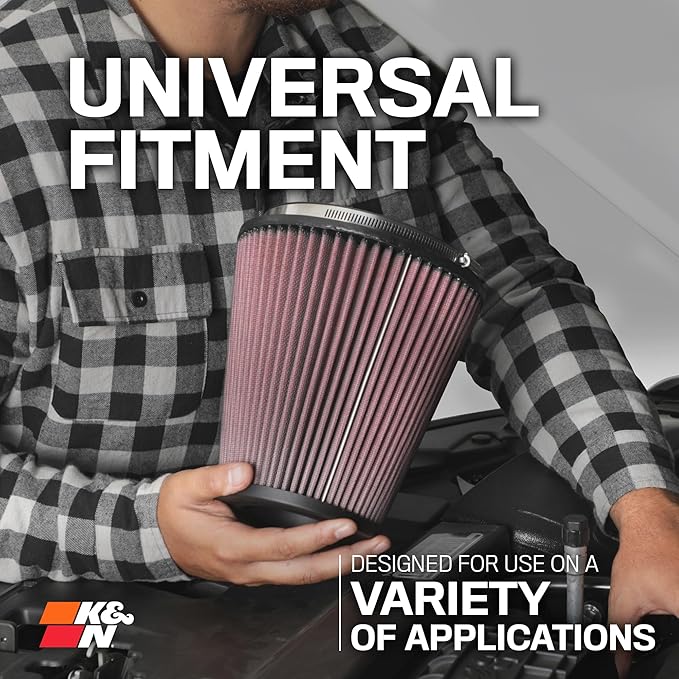 K&N High-Flow Original Lifetime Universal Clamp-On Air Filter: High Performance, Premium, Washable: Flange Diameter: 3.5 In, Filter Height: 9 In, Flange Length: 1.75 In, Shape: Round Tapered, RE-0920