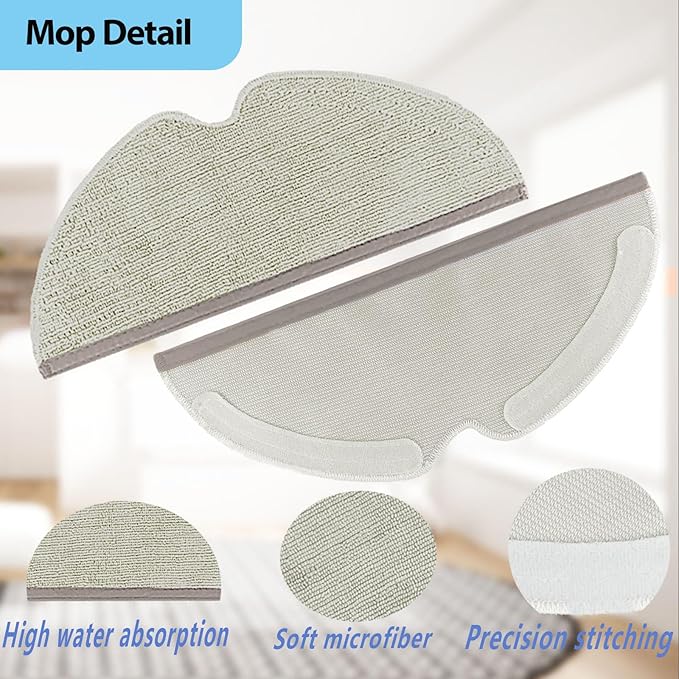 15 Pack Accessories Replacement Kit Compatible with Roborock Q5 Pro / Q5 Pro+ / Q8 Max / Q8 Max+ Robot Vacuum Cleaners Include 1 Dual Roller Brush, 4 Side Brush, 4 Filter, 6 Mop Cloth Pads