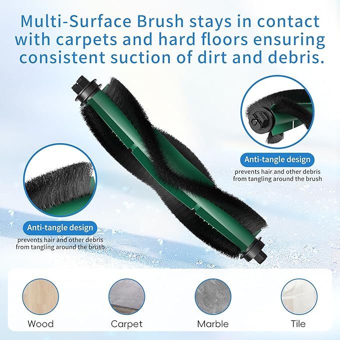 Replacement Parts Compatible with Irobot Roomba Essential Vacuum 100(1000) Series 104 105 106 108 1010 1020 Vac/Combo Y0110 Y0140 Q011 Q0120 Q0520 Includes 1 Brush Roller & 6 Side Brush & 6 Filters