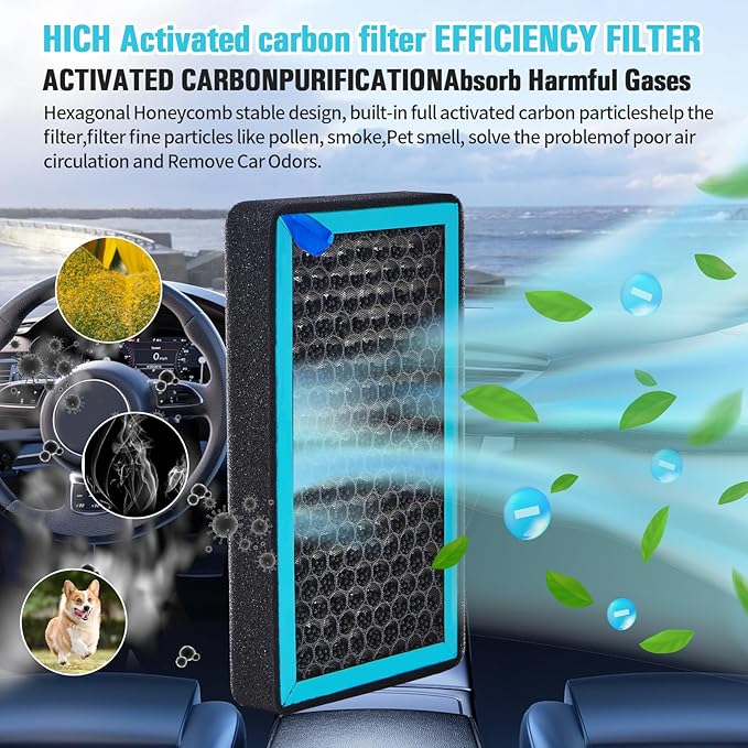 2 Pack Cabin Air Filter with Activated Carbon,Compatible with Tesla Model 3 &Model Y HEPA Cabin Air Filter Accessories(2016-2025) &Cabin Air Filte Replacement Accessories with Install Tools