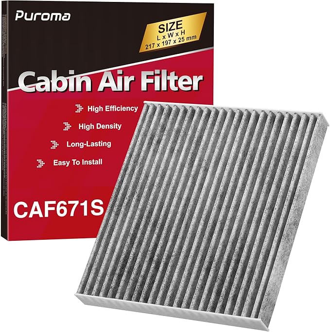 Puroma Cabin Air Filter with Activated Carbon, Replacement for CF11671, 6090C, CAF1864P, Mazda: EG21-61-P11, Jeep Grand Wagoneer, Wagoneer, Mazda CX-7, RAM 1500, 1500 Classic, 2500, 3500, 4500, 5500