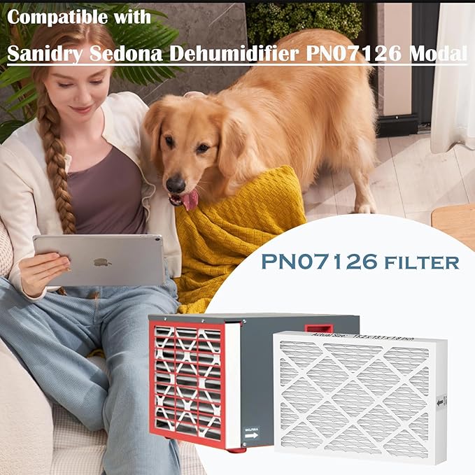 PN07126 MERV-13 Dehumidifier Filter Replacement Compatible with Sanidry Sedona (15.2"x13.1"x1.8") - Used for Basement, 4 Pack 6-Month Cycle