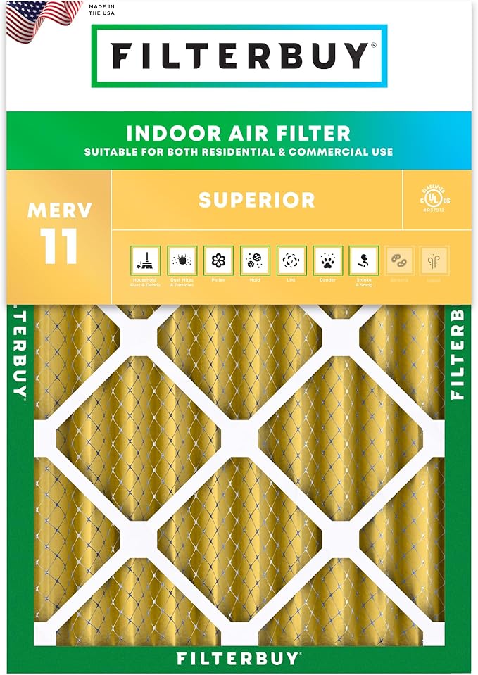 Filterbuy 14x20x4 Air Filter MERV 11 Superior Pet & Allergy Defense (1-Pack), Electrostatic Pleated HVAC AC Furnace Filters Replacement (Actual Size: 13.50 x 19.50 x 3.63)