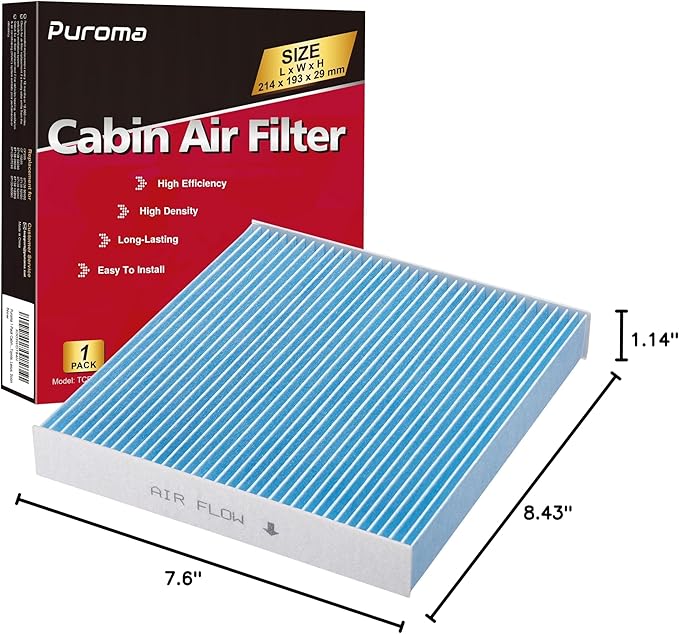 Puroma Cabin Air Filter Compatible with Toyota Camry, RAV4, Highlander, Corolla, Sienna, Tundra, Prius, 4Runner, Subaru Outback and Legacy, Lexus, Scion, Land Rover, Replacement for CP285, CF10285