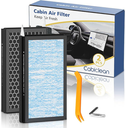 Tesla Model 3 Model Y Cabin Air Filter Replacement Accessories, 2 Pack H13 HEPA Premium Activated Carbon Air Filter for Tesla Model 3/Y (2016-2025), 4-Stage Filtrtion