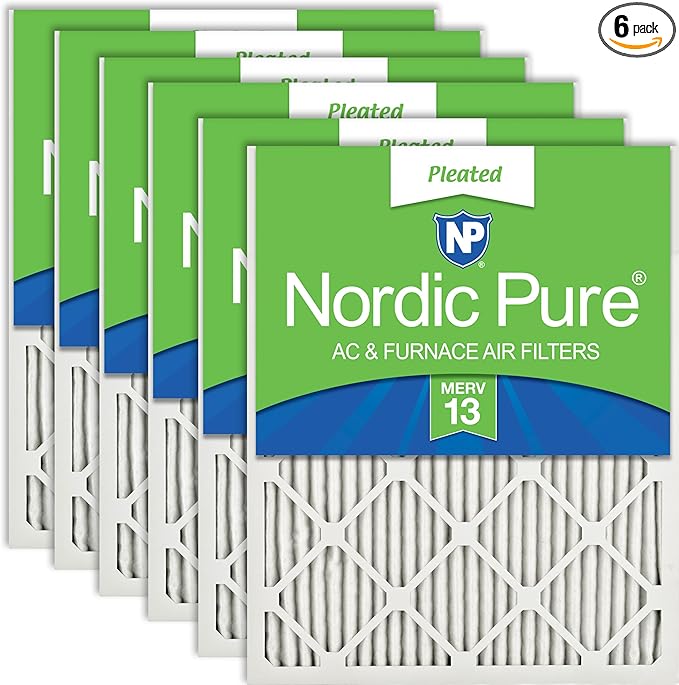 Nordic Pure 20x25x1 (19 1/2 x 24 1/2 x 3/4) Pleated MERV 13 Air Filters 6 Pack