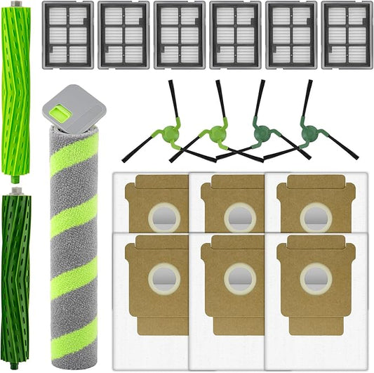 (19 Pack) Roomba Max 705 Combo Replacement Parts Compatible with iRobot Roomba Max 705 Combo Robot Vacuum, 2 Roller Brushes, 1 Roller Mop, 6 HEPA Filters, 6 Dust Bags, 4 Side Brushes, Accessories Kit