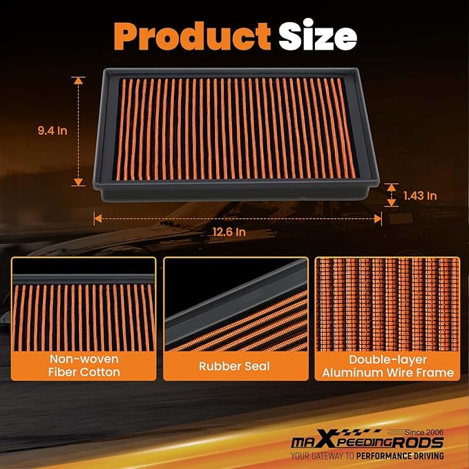 maXpeedingrods MX-2438 High Performance Engine Air Filter Washable & Reusable, Requires No Oil for Lexus GX460 2010-2021, for Toyota 4Runner 2010-2021, for Land Cruiser Prado 2010-2016