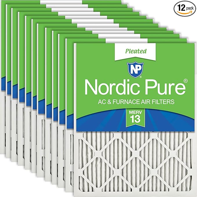 Nordic Pure 15x20x1 (Actual Size: 14 1/2 x 19 1/2 x 3/4) Pleated MERV 13 Air Filters 12 Pack
