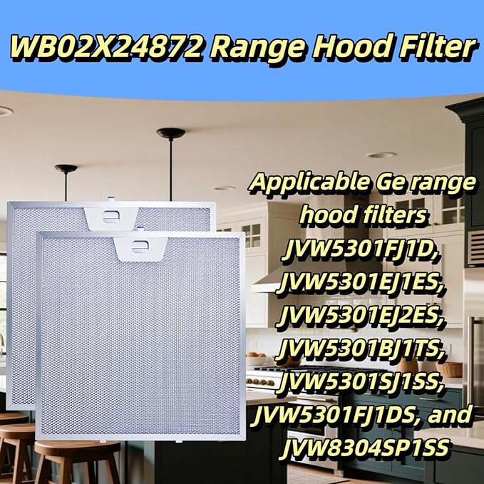 WB02X24872 Range hood filter 2Pack 11-7/8 "x11-7/8" compatible with GE range hood oil filter JVW5301EJ1ES JVW5301SJ1SS JVW5301BJ1TS JVW5301FJ1DS JVW5301EJ2ES