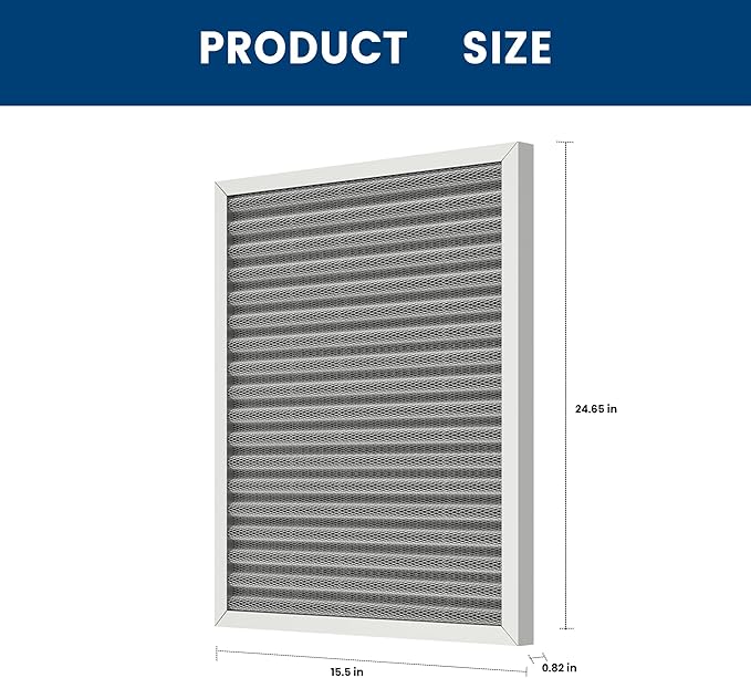 16x25x1 HVAC Furnace Air Filter, Lasts a Lifetime, Washable, the Last HVAC Filter You Will Ever Buy, Healthier Home or Office, Merv 8(Actual Size:15.5x24.5x0.82 Inch)