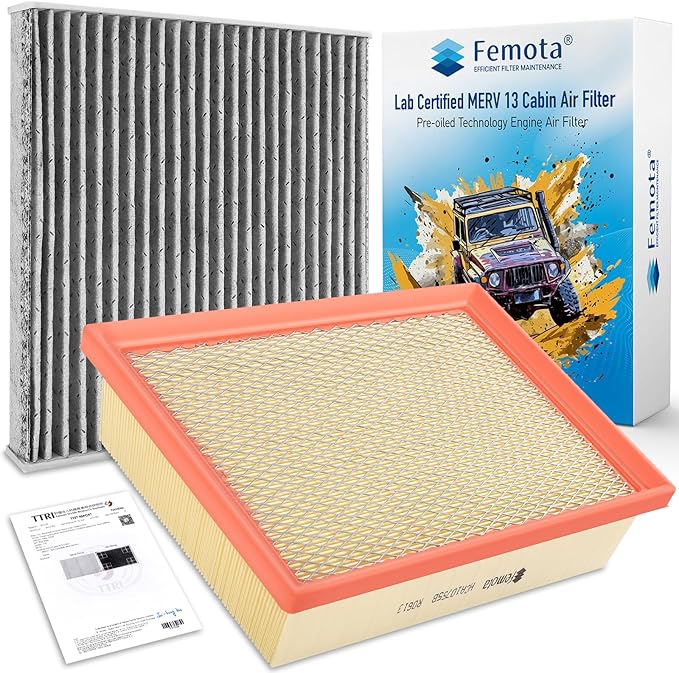 Cabin & Engine Air Filter Kit, CF10285 & CA10755, Lab Certified MERV 13, Pre-oiled, 2pcs, Specific for Toyota Avalon, Camry, Highlander, Sienna, Lexus ES350, NX200t, NX300, RX350