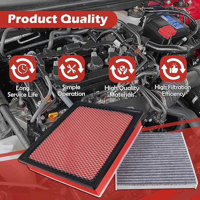 CA11895 Engine Air Filter and CF10285 Cabin Air Filter kit Compatible with 2014-2022 Toyota Sequoia 2013-2021 Tundra 5.7L 2013-2019 Tundra 4.6L 2013-2014 Tundra 4.0L Replaces 17801-0P100 87139-YZZ16