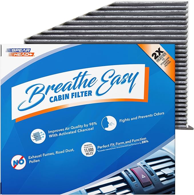 Spearhead Odor Defense Breathe Easy AC & Heater Cabin Filter | Fits Select 2006-2022 Audi & VW Like OEM | Up to 25% Longer Lasting w/Activated Carbon (BE-373)