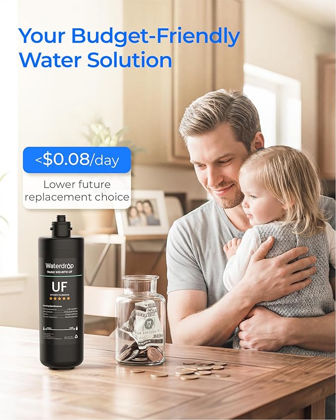 Waterdrop RF10-UF 0.01 Micron Replacement Filter Cartridge For 10UA/10UA-UF/10UB/10UB-UF Under Sink Water Filter, 11K Gallons High Capacity（𝐍𝐨𝐭 𝐜𝐨𝐦𝐩𝐚𝐭𝐢𝐛𝐥𝐞 𝐰𝐢𝐭𝐡 𝐓𝐒𝐀-𝐔𝐅)