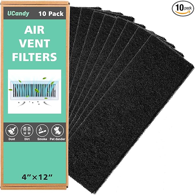 4"x12" Activated Carbon Air Vent Filters for Home, 4" x 10" Dust Control Activated Charcoal Floor Vent Filters Air Filter Freshener for Home Vents to Purify Indoor Air