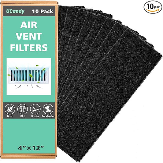 4"x12" Activated Carbon Air Vent Filters for Home, 4" x 10" Dust Control Activated Charcoal Floor Vent Filters Air Filter Freshener for Home Vents to Purify Indoor Air