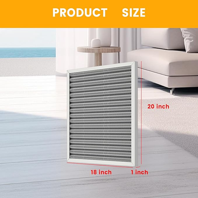 18x20x1 HVAC Furnace Air Filter, Lasts a Lifetime, Washable, the Last HVAC Filter You Will Ever Buy, Breathe Safely at Home or in the Office,Merv 8(Actual Size:17.5x19.5x0.82 Inch)