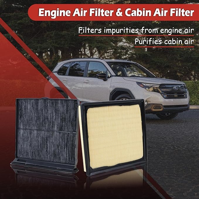 16546-AA16A Engine Air Filter and CF12775 Cabin Air Filter kit Compatible with 2019-2025 Subaru Forester 2.5L H4 2022-2025 WRX 2.4L H4 Replaces 16546AA16A 72880-FL000
