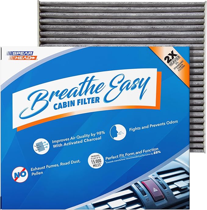 Spearhead Odor Defense Breathe Easy AC & Heater Cabin Filter | Fits 2002-2008 Corolla, 2003-2008 Matrix Like OEM | Up to 25% Longer Lasting w/Activated Carbon (BE-133)