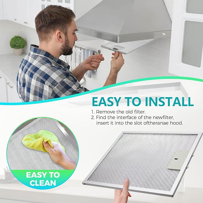 W10169961A Range Hood Filter Replacement 12" Long x 10.5" Wide - Aluminum Frame & Mesh - 2 Pack by seteams