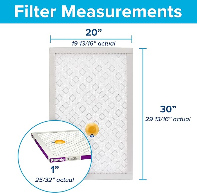 Filtrete 20x30x1 AC Furnace SMART Air Filter, MERV 12, MPR 1500, Track Filter Life With Bluetooth Enabled Sensor, CERTIFIED asthma & allergy friendly, 2-Pack (Actual Size 19.84x29.84x0.81 in)