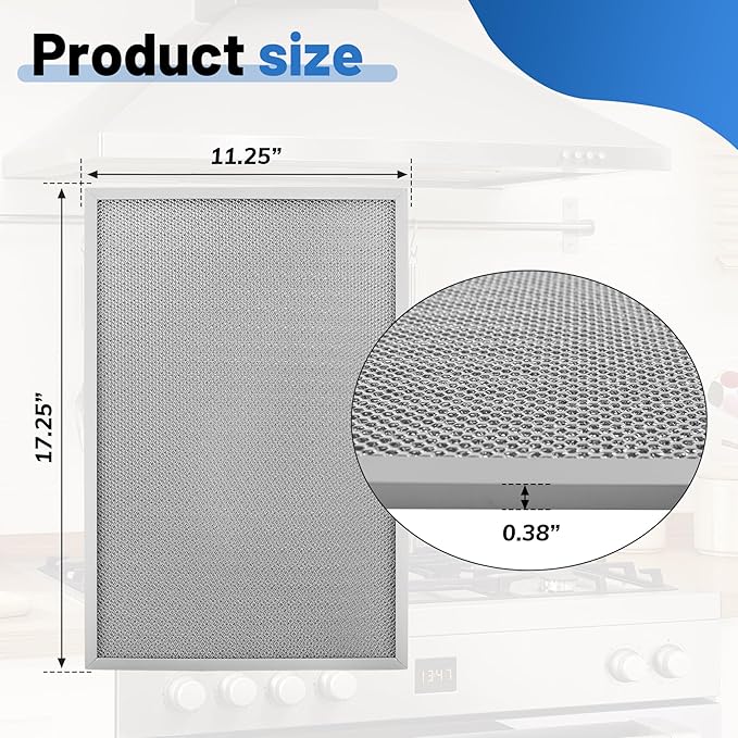 2Pcs Range Hood Grease Filter, 11-1/4” X 17-1/4” X 3/8" Grease Filter Replace for W10419114 W10834041 W11176974 4547137 AP6285612 PS12348521 EAP12348521 W11177751,Compatible with Whirlpool