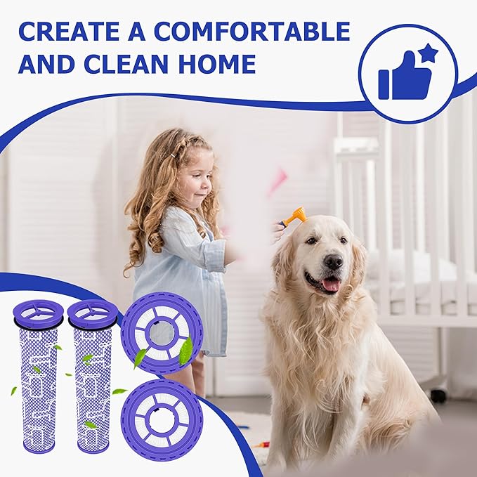 Improvedhand DC41 Filter Replacement Compatible with Dy.son DC41, DC65, DC66, UP13, UP20 Animal, Multi Floor and Ball Vacuum Replaces Part # 920769-01&920640-01, 2 Post-Filter and 2 Pre-Filter Set