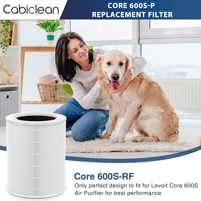 Core 600S-P Replacement Filter for LEVOIT Core 600S & Core 600S-P Smart Air Purifier, Core 600S-RF Filter for Home Large Room, 1 Pack, White