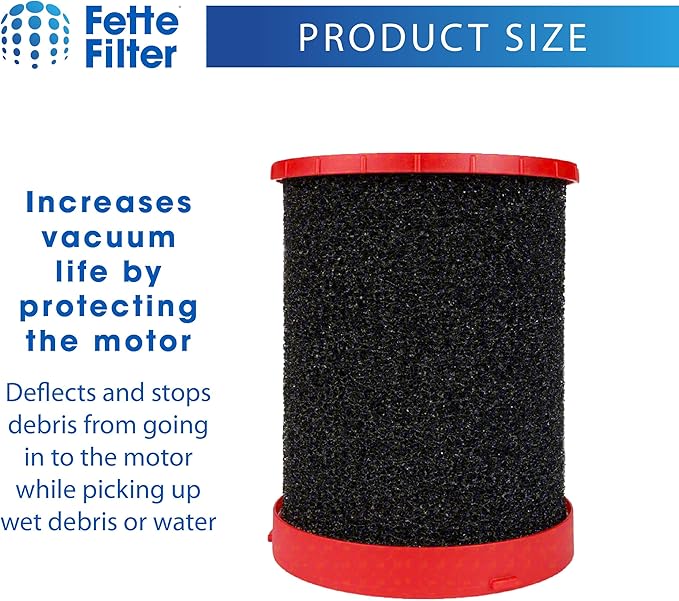 Fette Filter - 49-90-1990 Large Wet/Dry Vac Foam Wet Filter Compatible with Milwaukee M18 Fuel Wet/Dry Vacuums Models 0910-20, 0920-20, 0920-22HD, 0930-22HD, 0931-20 - Part # 49-90-1990 Pack of 2