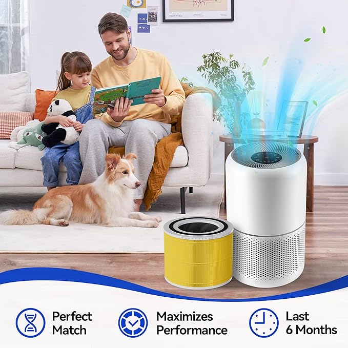 Core 300-RF Pet Care Replacement Filter for LEVOIT Core 300, Core300-P, Core 300S VortexAir Air Purifier, 3-in-1 HEPA Activated Carbon(Yellow)