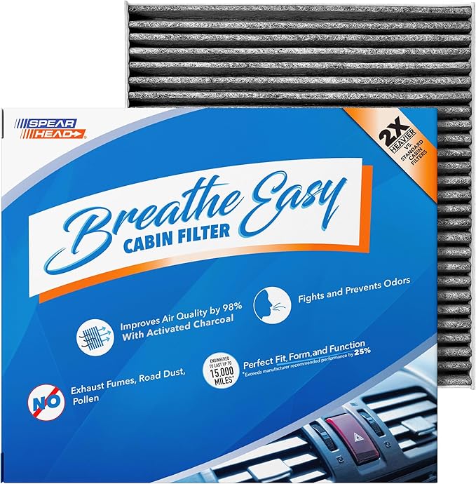 Spearhead Odor Defense Breathe Easy AC & Heater Cabin Filter | Fits Select 2007-2020 Chrysler/Dodge/Jeep/Ram Like OEM | Up to 25% Longer Lasting w/Activated Carbon (BE-729)