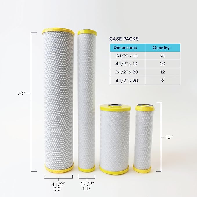 Neo-Pure CHLM-4510 Carbon Block Water Filter Cartridge, 9-7/8" x 4-1/2", 1 Micron, Chloramine and Chlorine Reduction, High-Capacity Replacement Filter