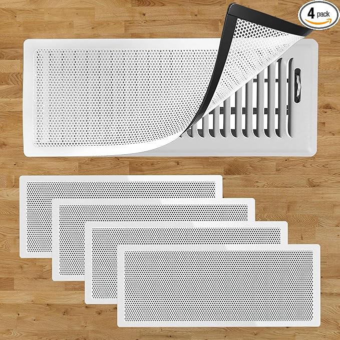 4 PCS White Strong Magnetic Vent Covers - 7"x11" Magnetic Air Vent Screen - for Floor/Wall/Ceiling Registers - Easy Install, Secure Fit - Durable(Fits Registers 7" to 8" Wide x 11" to12.5" Long)