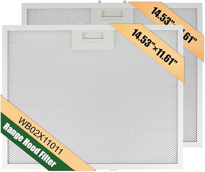 WB02X11011 Aluminum Range Hood Filter (14.5"×11.5") Compatible with GE Range Hood JV536H1SS JV536H2SS JV535H1WW JV635H1BB JV635H2CC, etc - 5-layer aluminum mesh-2 Pack