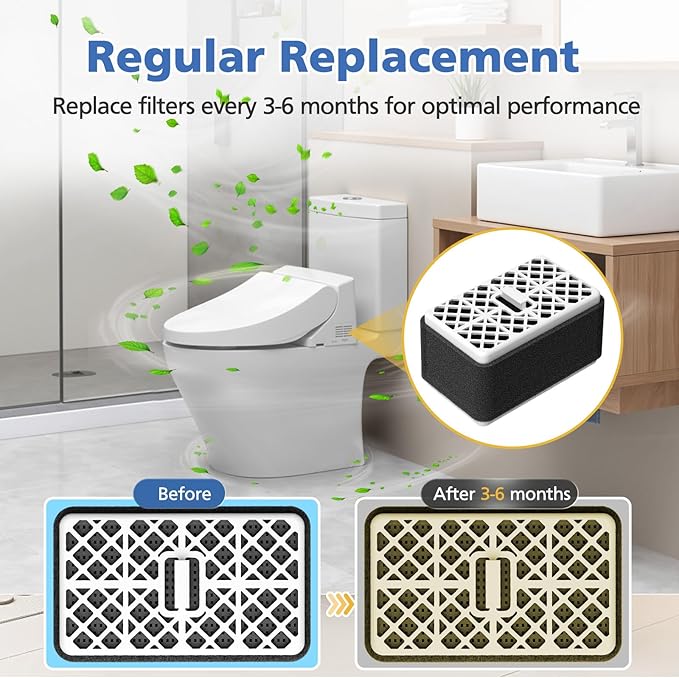 THU9476 Deodorizer Filter Compatible with TOTO Washlet S300, S350E, C100, C200, 700H, S500E, 700H, High Efficiency Deodorizing Cartridge Parts for Bathroom Toilet, 4 Pack(Not FIT for THU6474)