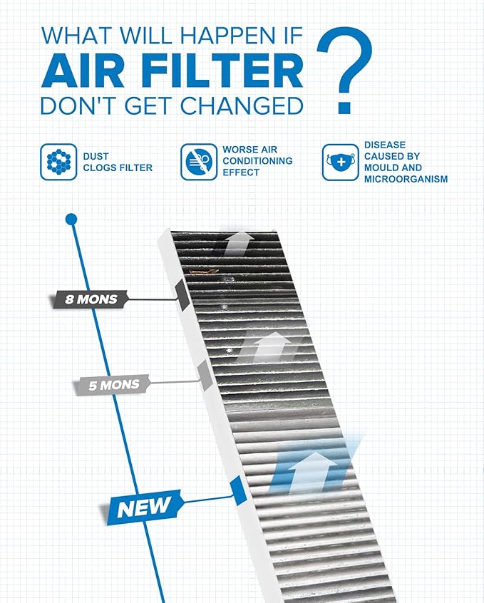 PHILTOP Cabin Air Filter w/Activated Carbon, Compatible with CF11664 Kia Sorento 2011-2015, Hyundai Santa Fe 2009-2011, Premium ACF078 Cabin Filter with Activated Carbon Clean Airflow