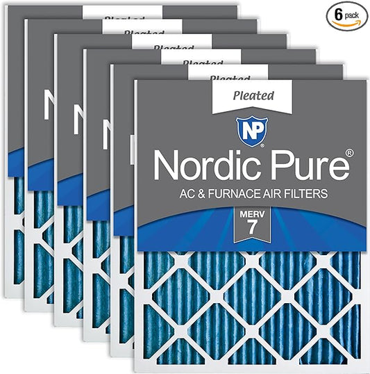 Nordic Pure 18x25x1 (Actual Size: 17 1/2 x 24 1/2 x 3/4) Pleated MERV 7 Air Filters 6 Pack
