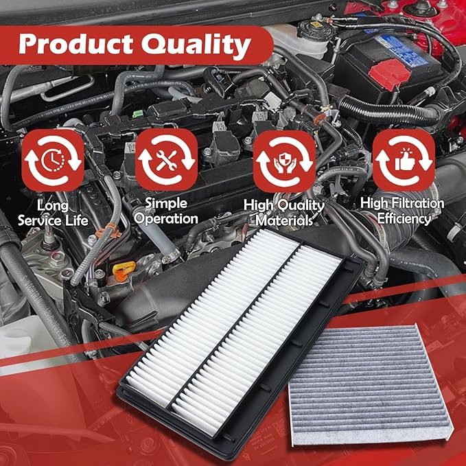 17220-61A-A00 Engine Air Filter and 80292-TF0-G01 Cabin Air Filter kit Compatible with 2023-2025 Honda Pilot 3.5L 2022-2025 MDX 3.5L Replaces ST50144 WA11509 CF11182 80291-T5R-A01