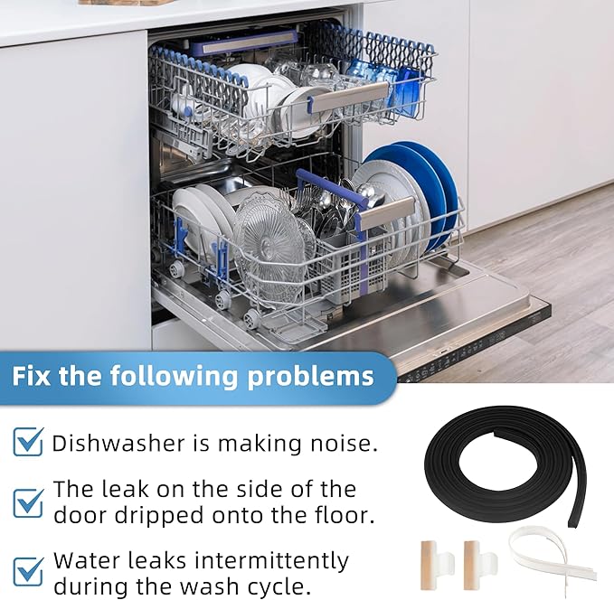 154827601 for Frigidaire Dishwasher Door Seal Gallery Parts Kenmore Electrolux Dishwasher, Seal Replacement Including 809006501 Bottom Door Gasket&154701001 Splash Shield Kit by APPLIANCEMATES